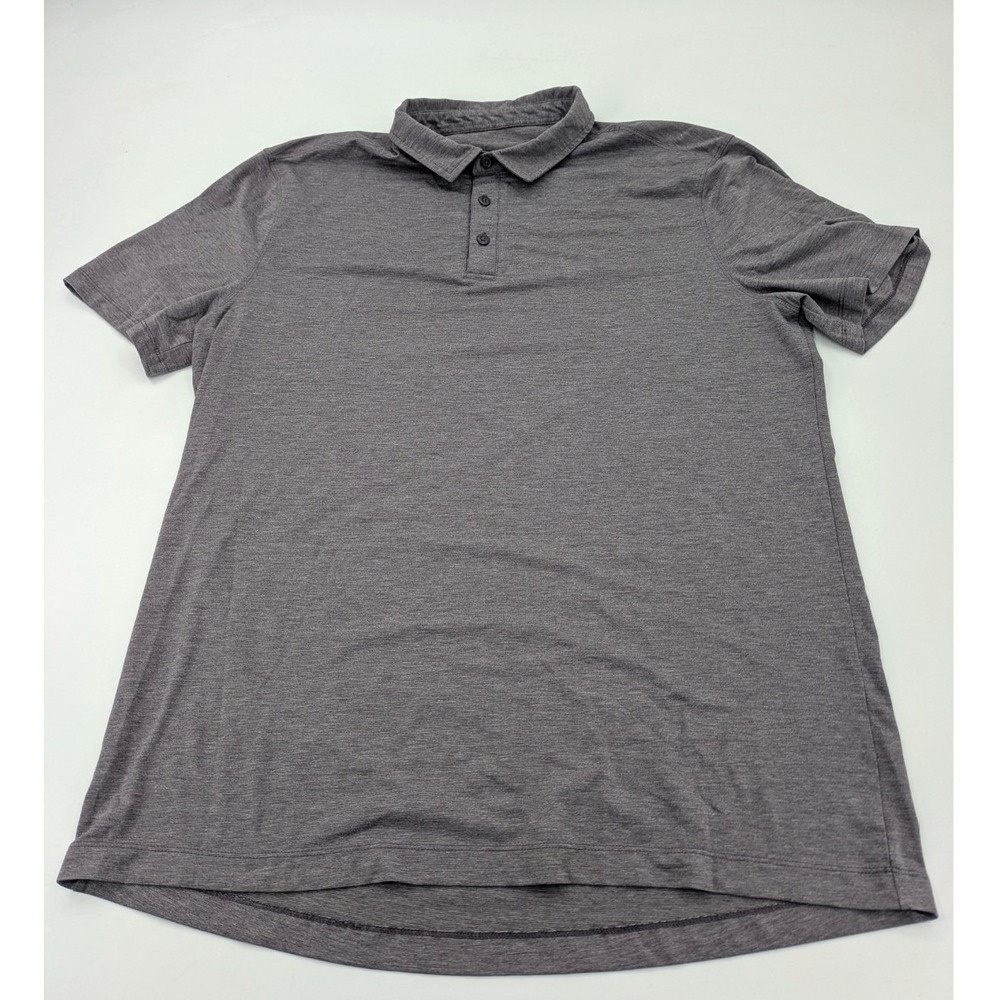 Lululemon Evolution Polo Shirt Mens Large Gray Short Sleeve Golf Performance L